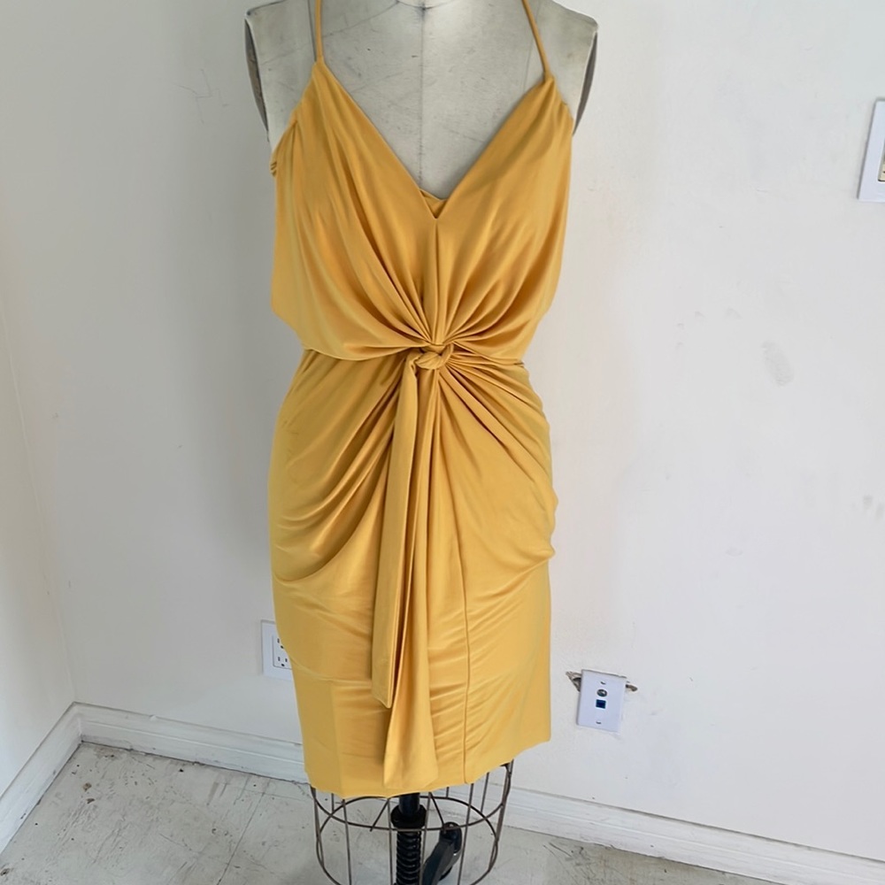 Yellow racer back slinky dress